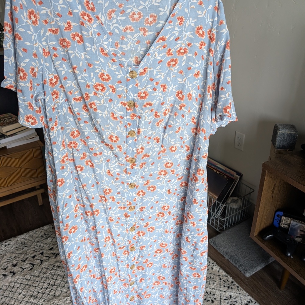 dip Light Blue Floral Midi Dress